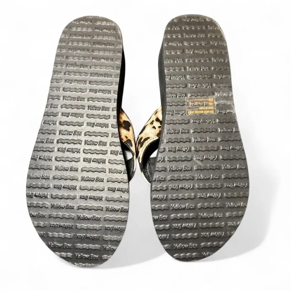 Yellow Box Women's Leopard Print Y2K Wedge Heel Flipflops Size 8 - Picture 6 of 6
